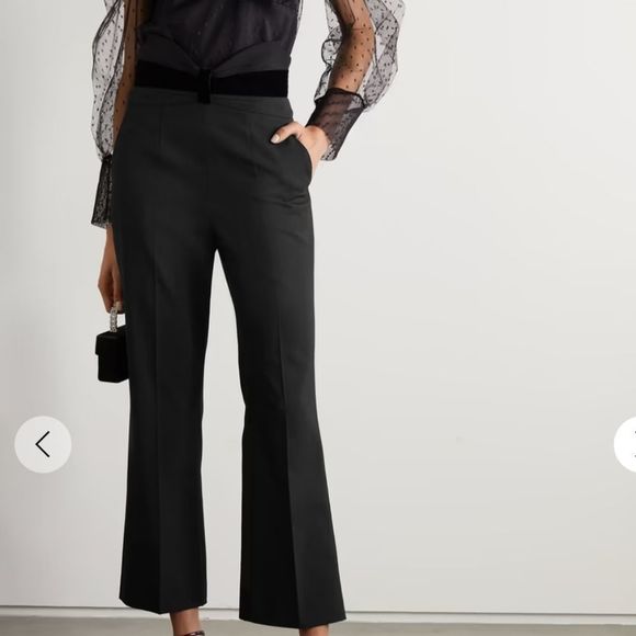 NWT RED VALENTINO Velvet-trimmed grain de poudre flared pants - Picture 1 of 15